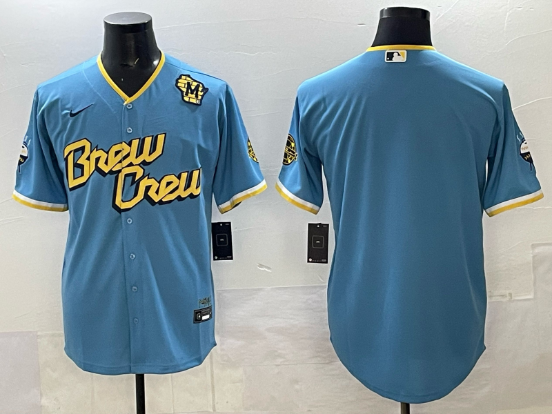 Men Milwaukee Brewers blank blue Nike MLB 2025 Jersey 001->milwaukee brewers->MLB Jersey